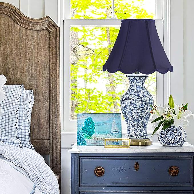 GOSO Set of 1 Leaf Scalloped Lamp Shade Blue, 6×13×9.8 Inch Spider Lamp Shade - Image 8