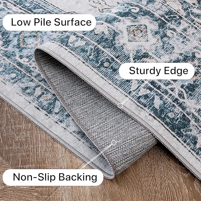 GENIMO Runner Rug 2x6, Machine Washable Runners, Non Slip Vintage Hallway - Image 7