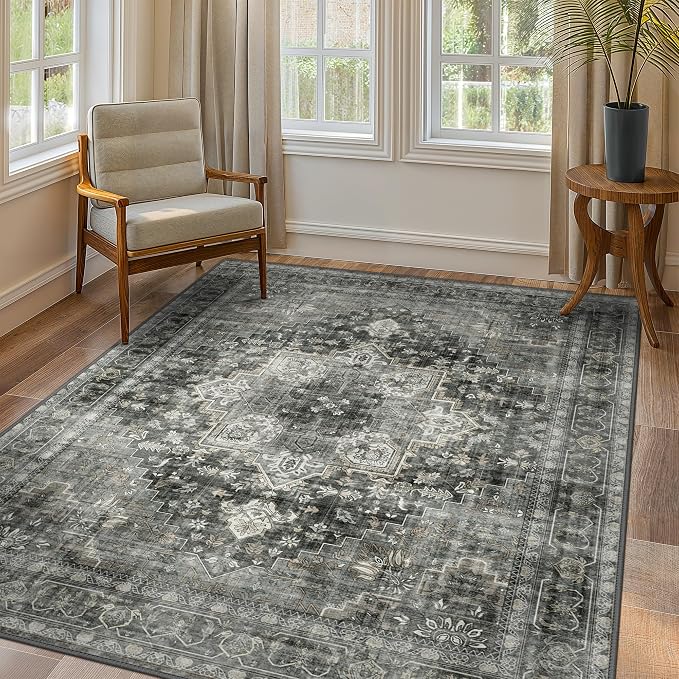 GENIMO 8x10 Area Rugs for Living Room, Machine Washable Non Slip Vintage Rugs by GENIMO