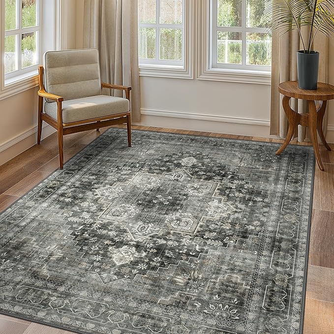 GENIMO 5x7 Area Rugs for Living Room, Machine Washable Non Slip Vintage Rugs by GENIMO