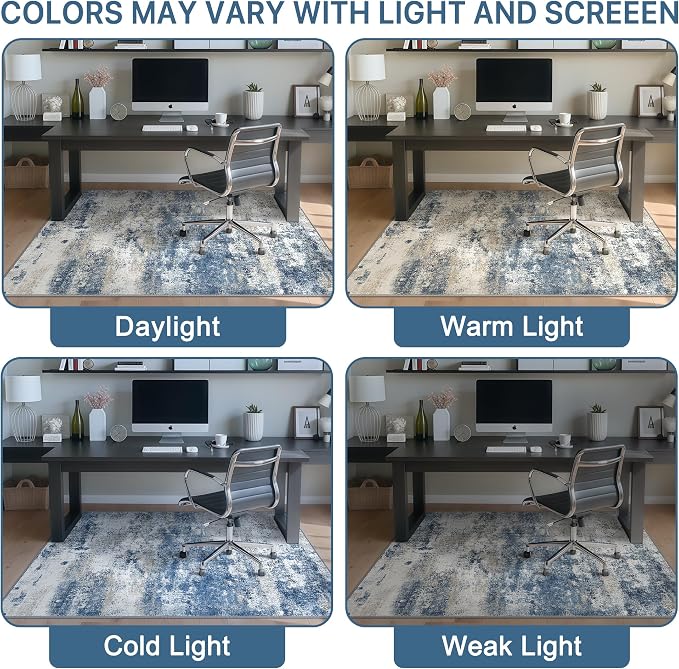 Office Chair Mat for Hardwood Tile Floor, Abstract 48"X 60" Desk Mats for - Image 6