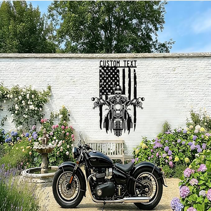 Custom US Flag Motorcycle Metal Sign Personalized Biker Name Signs Custom - Image 5
