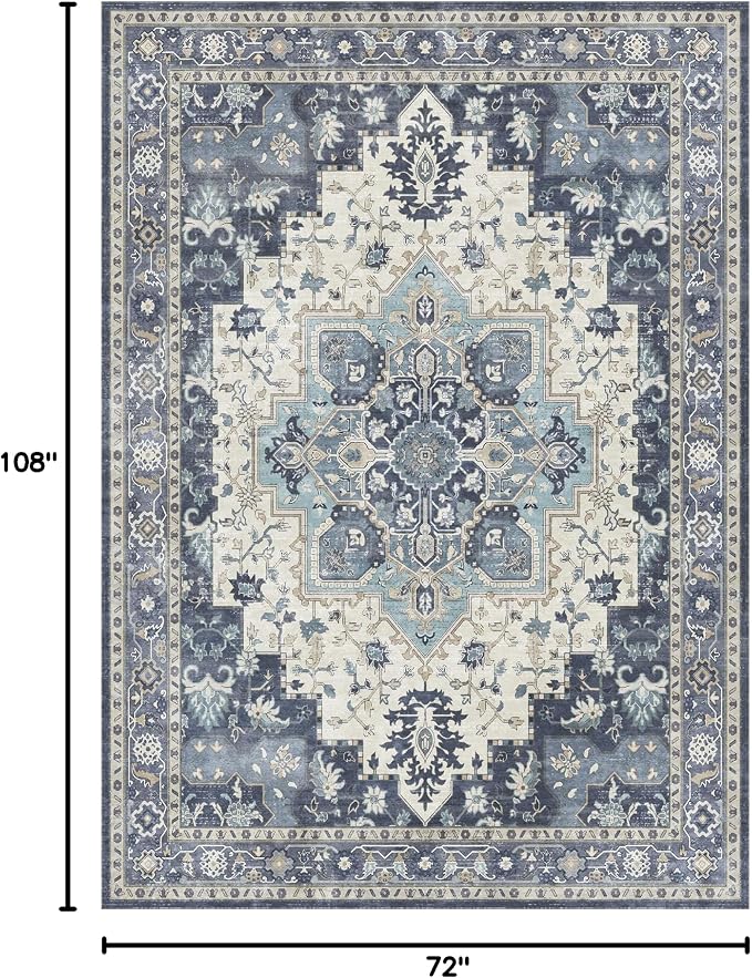GENIMO 6x9 Area Rugs for Living Room, Machine Washable Non Slip Vintage Rugs - Image 2