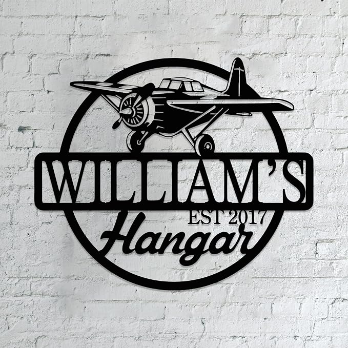 Personalized Metal Airplane Wall Art, Airplane Name Sign, Customized Pilot Name by Unknown