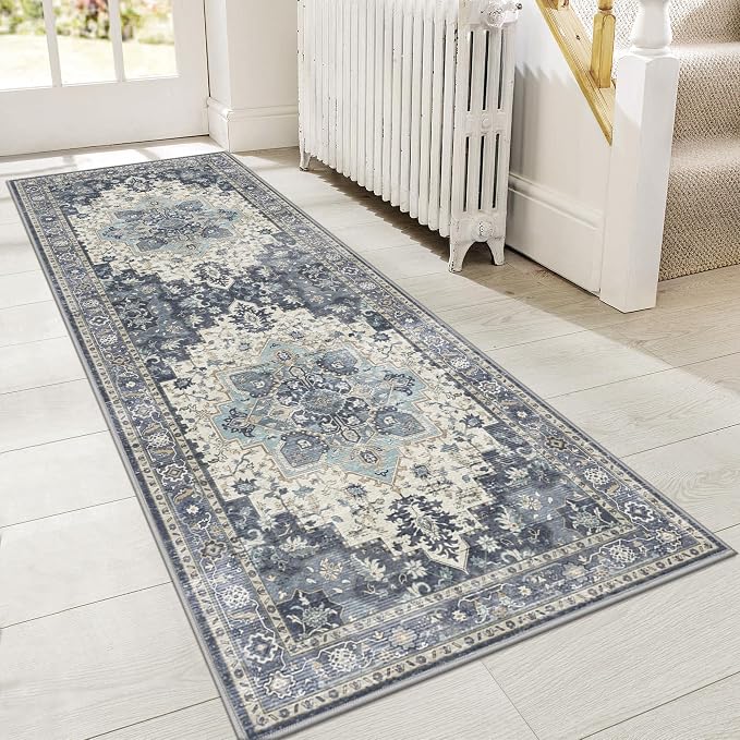 GENIMO 2'6"x8 Runner Rugs for Hallway, Machine Washable Non Slip Vintage Rugs by GENIMO