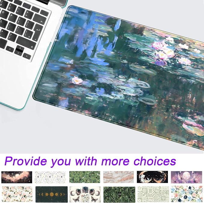 Desk Mat Cute Abstract Oil Painting Mouse Pad Boho Floral Desk Pad XL Large - Image 7