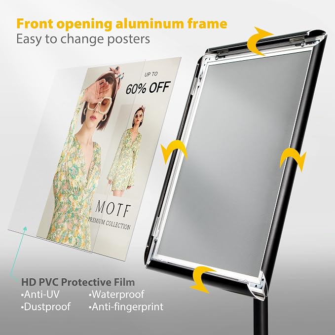 VAIIGO 3 Packs Heavy Duty Pedestal Poster Sign Stand, 8.5"x11" Adjustable Floor - Image 4