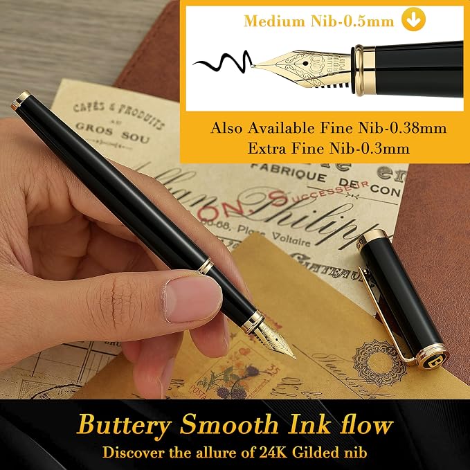 BEILUNER Black Fountain Pen, Stunning Luxury Pens - Image 4