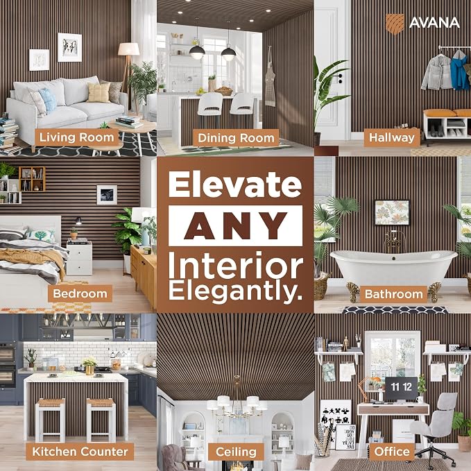 Avana Acoustic Wood Wall Panels – 94.4 X 12.6 Inch Walnut Acoustic Panels 2 PCs - Image 3