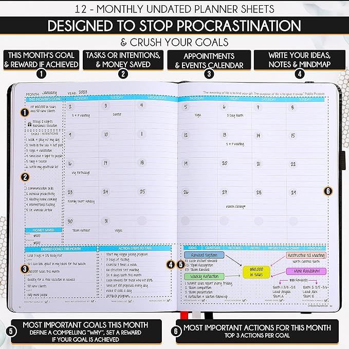 Life Planner - Undated Weekly & Monthly Planner, 12-Month Journey to Increase - Image 4