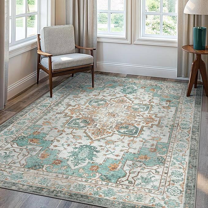 GENIMO 6x9 Area Rugs for Living Room, Machine Washable Non Slip Vintage Rugs - Image 2