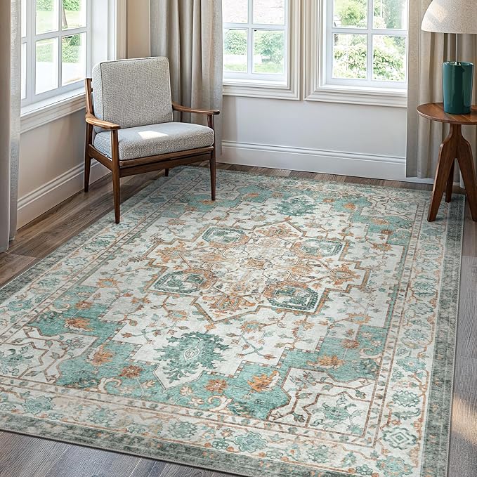 GENIMO 10x12 Area Rugs for Living Room, Machine Washable Non Slip Vintage Rugs - Image 2