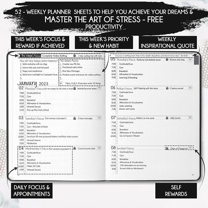 Life & Goal Planner – Undated Daily, Weekly & Monthly Organizer - Image 3