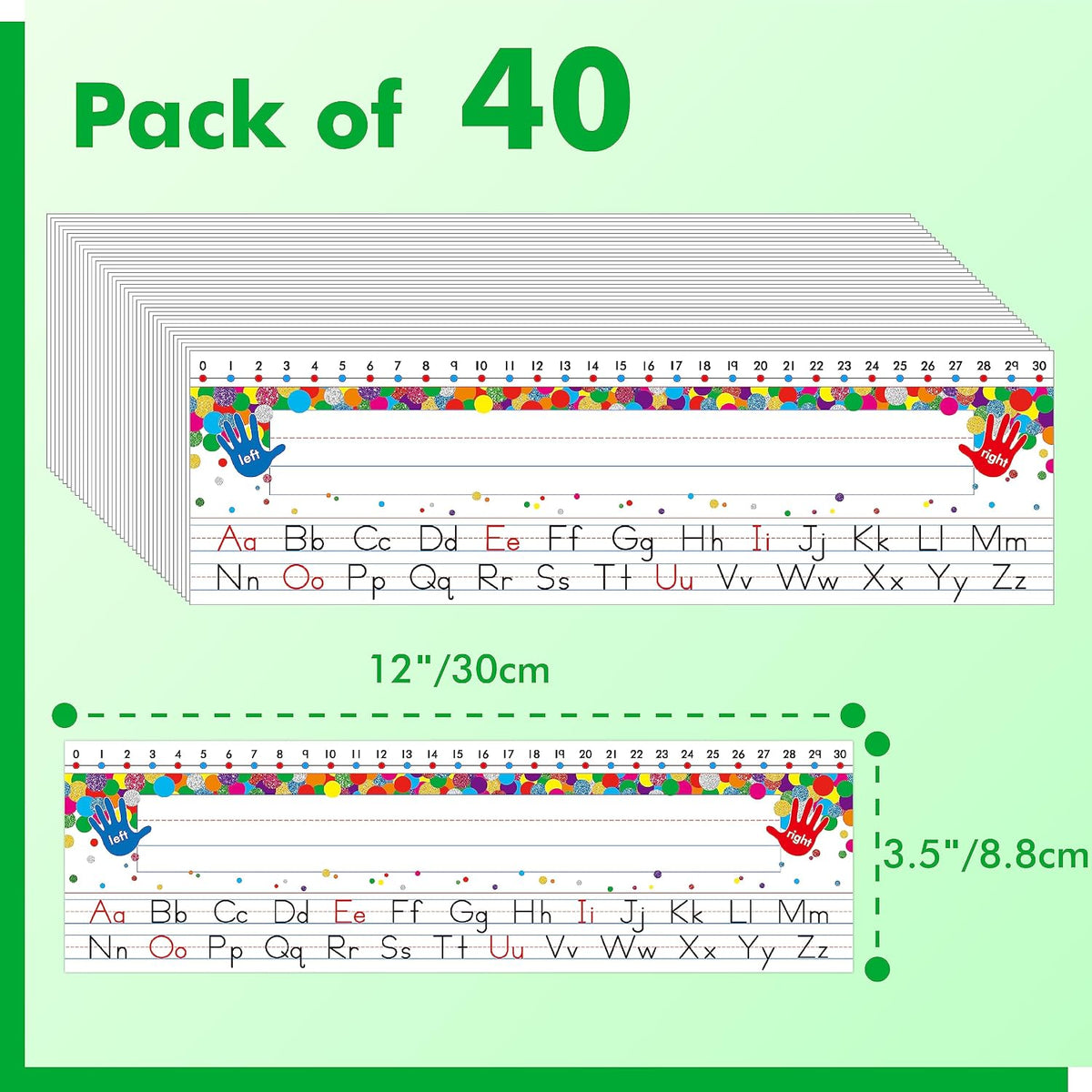 40 PCS Desk Nameplates – Waterproof, Erasable & Reusable with Alphabet & Number Line