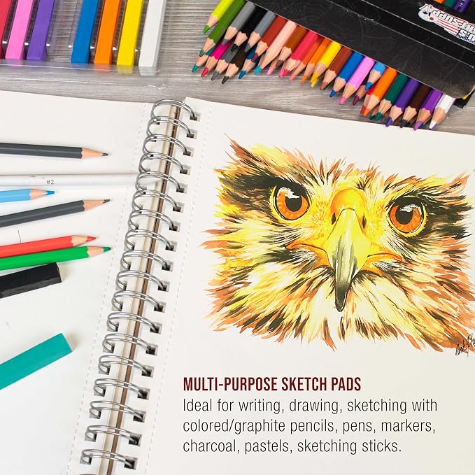 U.S. Art Supply 9"x12" Sketch Book Pad, 2 Pack, 60lb Spiral Bound - Image 5