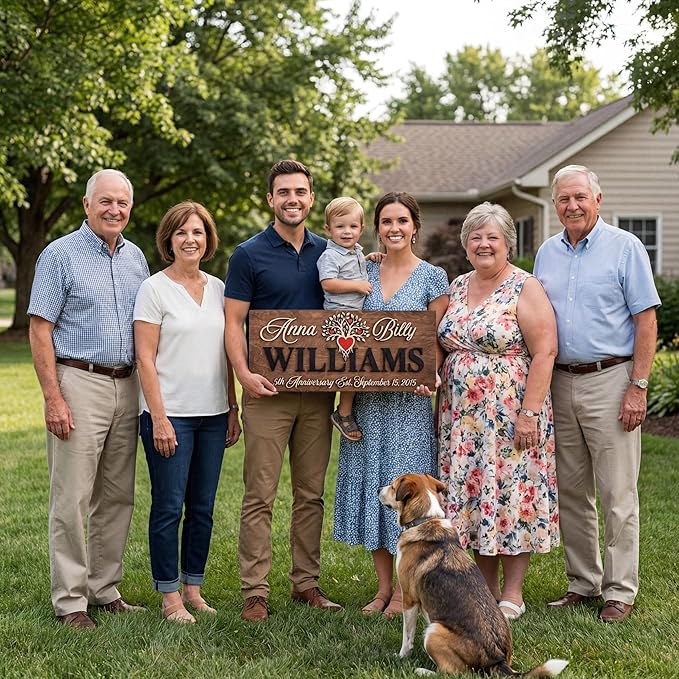 Custom Family Name Sign | Personalized Wooden Wedding Gift | Rustic Last Name - Image 3