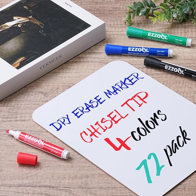 Ezzgol Dry Erase Markers Bulk, 72 Pack Basic Multi-color Red Blue Black Green - Image 8