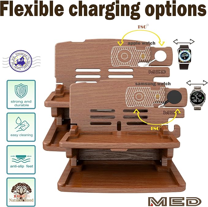MED Wood Phone Docking Station – Nightstand Desk Organizer - Image 8
