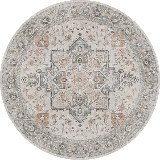 GENIMO 5FT Round Area Rugs for Living Room, Circle Rugs Machine Washable Low - Image 7