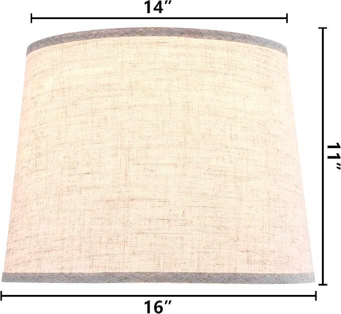 GO&SO Set of 2 Large Oatmeal Linen Drum Lamp Shade - Image 2