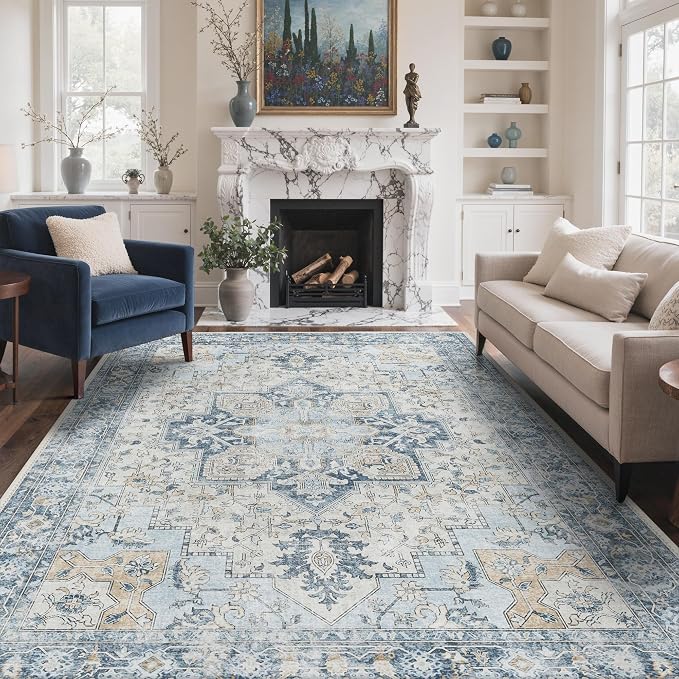 GENIMO 3x5 Area Rugs for Living Room, Machine Washable Rug, Non Slip Vintage by GENIMO