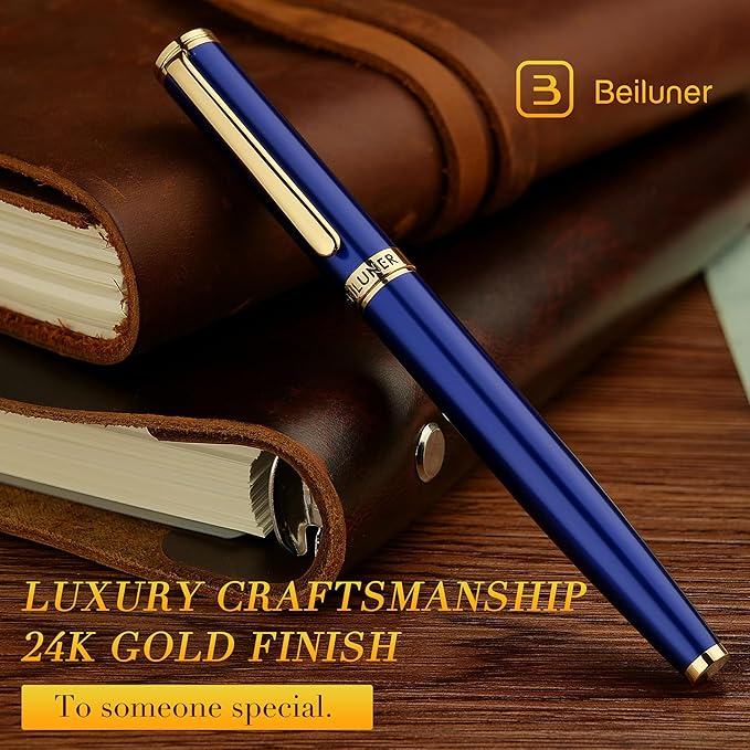 BEILUNER Blue Fountain Pen, Stunning Luxury Pens - Image 3