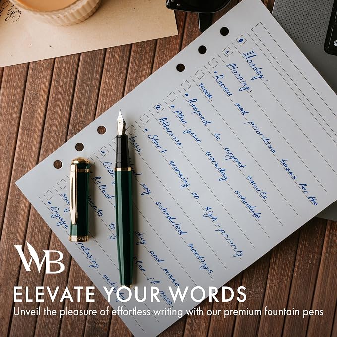 Wordsworth & Black Fountain Pen Set, 18K Gilded Medium Nib, Includes 24 Pack - Image 3