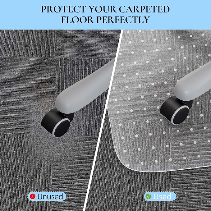 HOMEK Office Chair Mat for Carpet, Transparent Carpet Protector Mat for Office - Image 2
