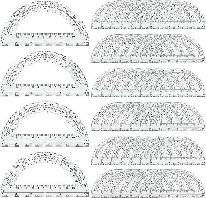 CertBuy 48 Pack Clear Protractor 6 Inch, Plastic Protractor Math Protractors by CertBuy