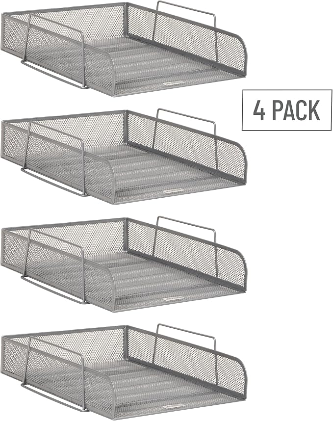 Mind Reader Stackable Paper Tray, Desktop Organizer, File Storage, Metal Mesh - Image 7