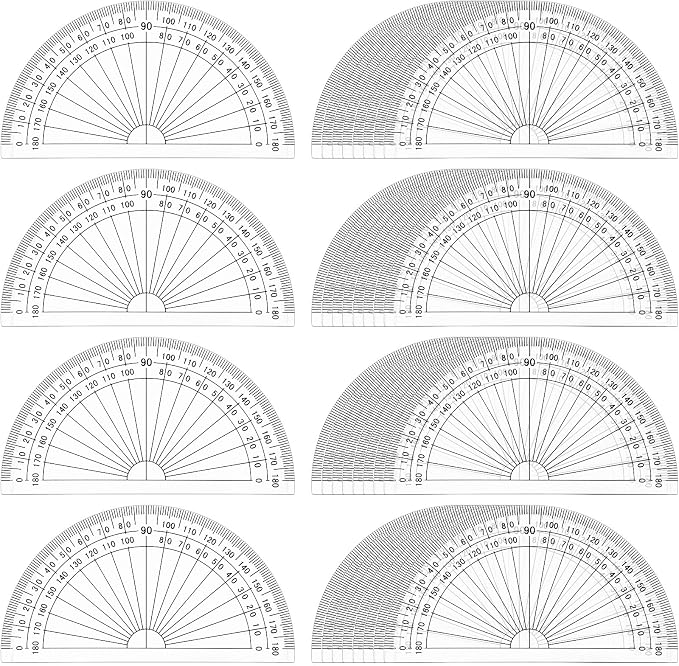 Zonon 100 Pcs 4 Inch Clear Plastic Protractor Bulk Math Protractors Set 180 by Zonon