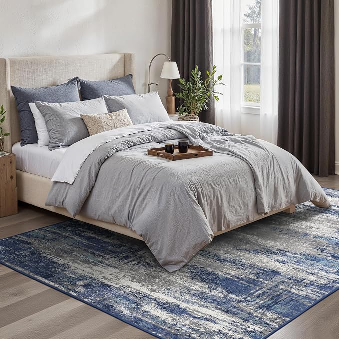 GENIMO 3x5 Area Rugs for Living Room, Machine Washable Non Slip Blue Rugs - Image 3