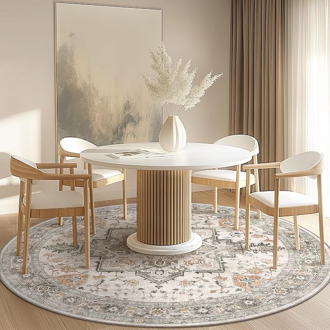 GENIMO 8FT Round Area Rugs for Living Room, Circle Rugs Machine Washable Low - Image 3