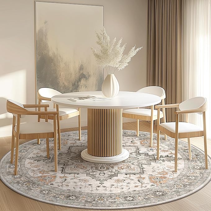 GENIMO 5FT Round Area Rugs for Living Room, Circle Rugs Machine Washable Low - Image 2