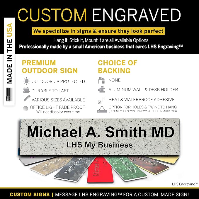 Door Name Plate Personalized for Office Stone Granite Plastic Name Plate Black - Image 3