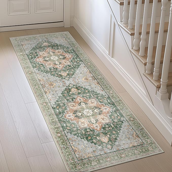 GENIMO 2'6"x8 Runner Rugs for Hallway, Machine Washable Non Slip Vintage Rugs by GENIMO