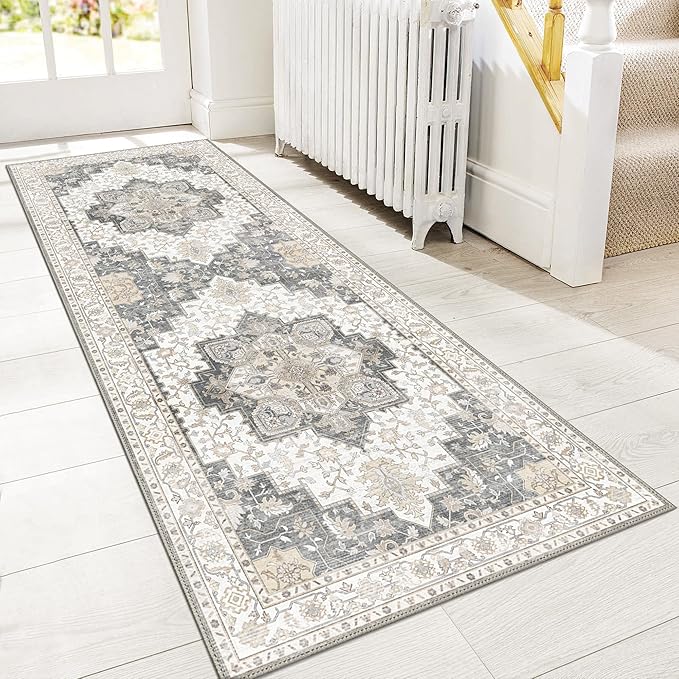 GENIMO 2x5 Runner Rugs for Hallway, Machine Washable Non Slip Vintage Retro Rugs by GENIMO