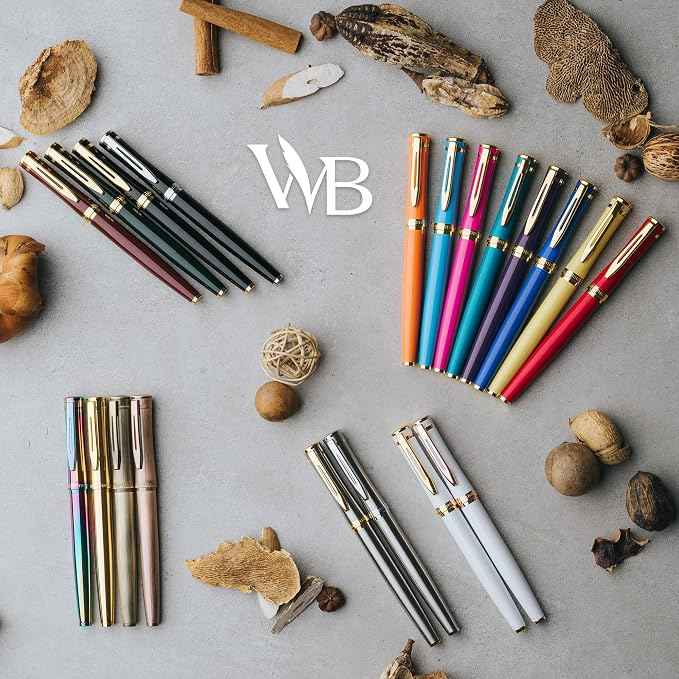 Wordsworth & Black Fountain Pen Set, 18K Gilded Medium Nib, Includes 24 Pack
