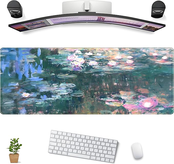 Desk Mat Cute Abstract Oil Painting Mouse Pad Boho Floral Desk Pad XL Large by DCJJM