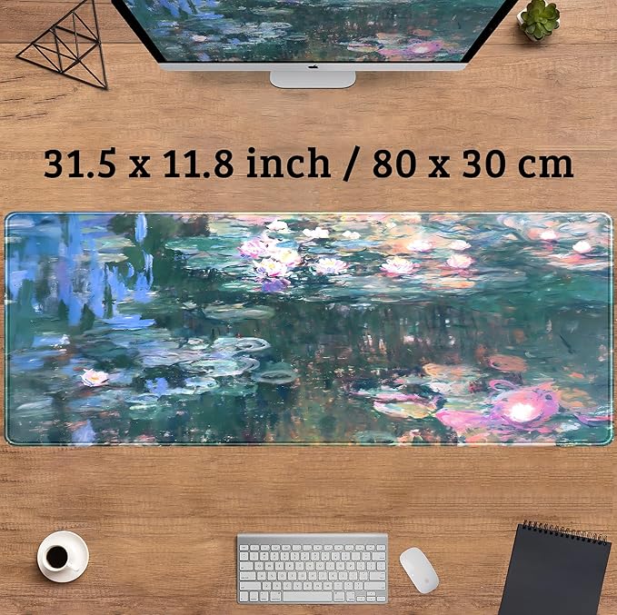 Desk Mat Cute Abstract Oil Painting Mouse Pad Boho Floral Desk Pad XL Large - Image 3