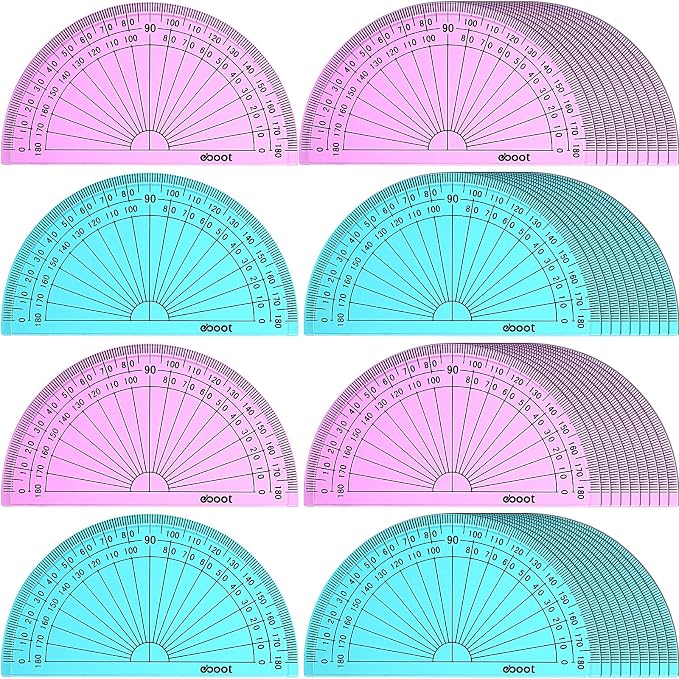 EBOOT 50 Pcs Math Protractors Plastic Protractor 180 Degrees, 4 Inches by eBoot