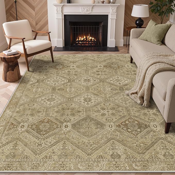 GENIMO 9x12 Area Rugs for Living Room, Machine Washable Non Slip Vintage Rugs - Image 3