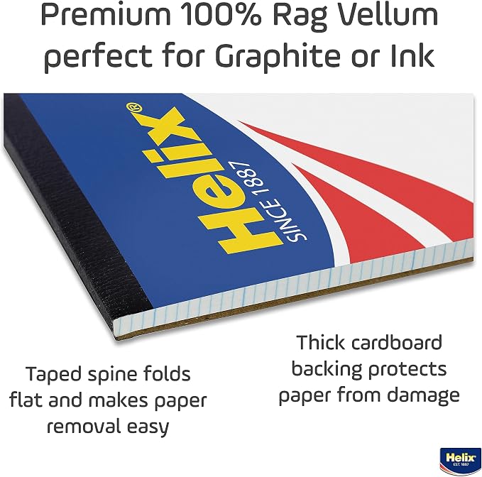 Helix - 100% Rag Vellum Paper Pad - 1 Inch Equals 8x8 Grid - 11 Inch x 17 Inch - Image 3
