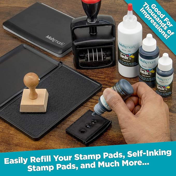 MaxMark Premium Refill Ink for self Inking Stamps and Stamp Pads, Crimson Red - Image 3