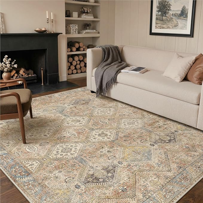 GENIMO 3x5 Area Rugs for Living Room, Machine Washable Non Slip Vintage Rugs by GENIMO