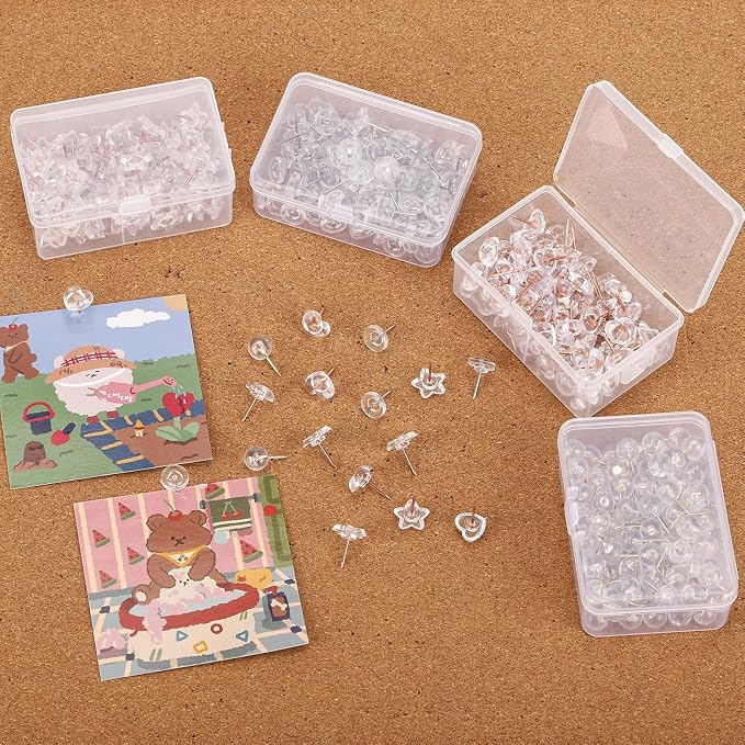 400Pcs Clear Push Pins 4 Types Thumb Tacks - Image 7