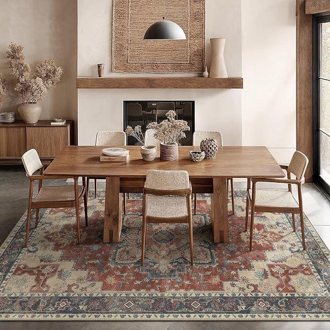 GENIMO 8x10 Area Rugs for Living Room, Machine Washable Non Slip Vintage Rugs - Image 3