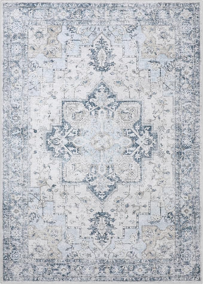 GENIMO 7'6''x9'6'' Area Rugs for Living Room, Machine Washable Non Slip Vintage - Image 7
