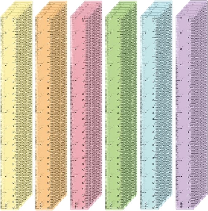 ForraFun 120 Pcs 12 Inch Plastic Ruler Bulk Colorful Transparent Ruler by Unknown
