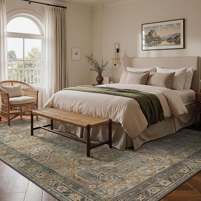 GENIMO 8x10 Area Rugs for Living Room, Machine Washable Non Slip Vintage Rugs - Image 3